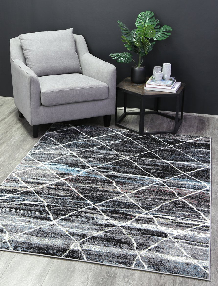 Madison Moroccan Trellis Blue Grey Rug