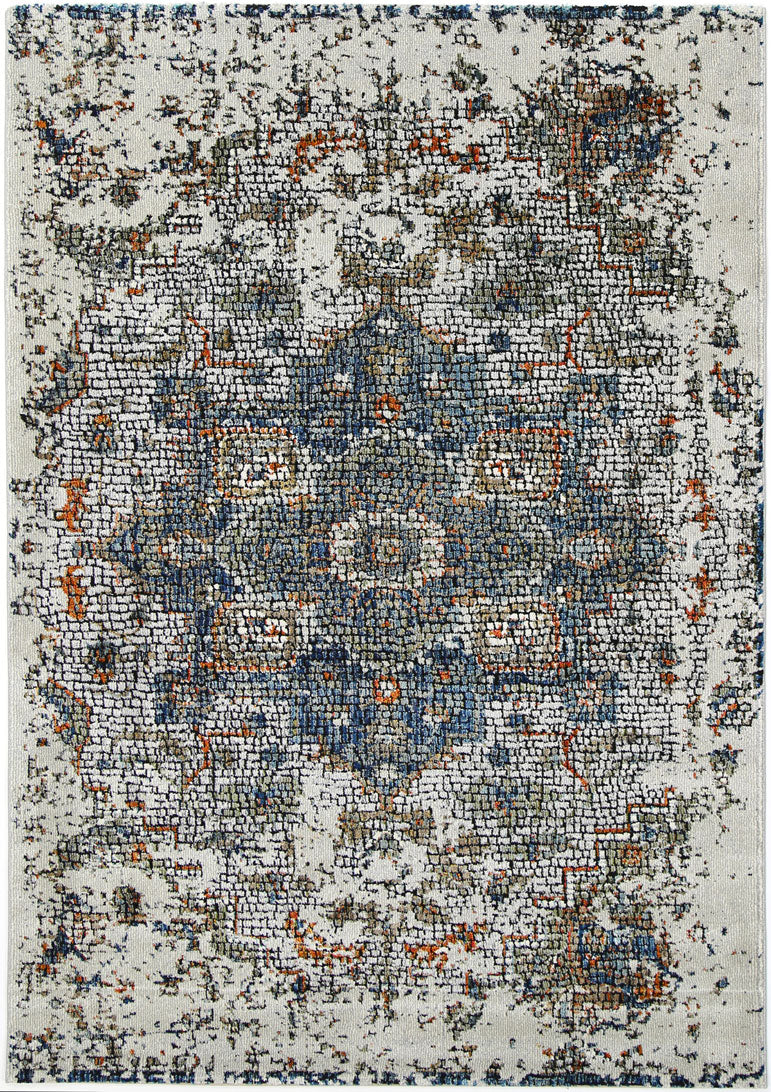 Roman Mosaic Medallion Grey Turquoise Rug