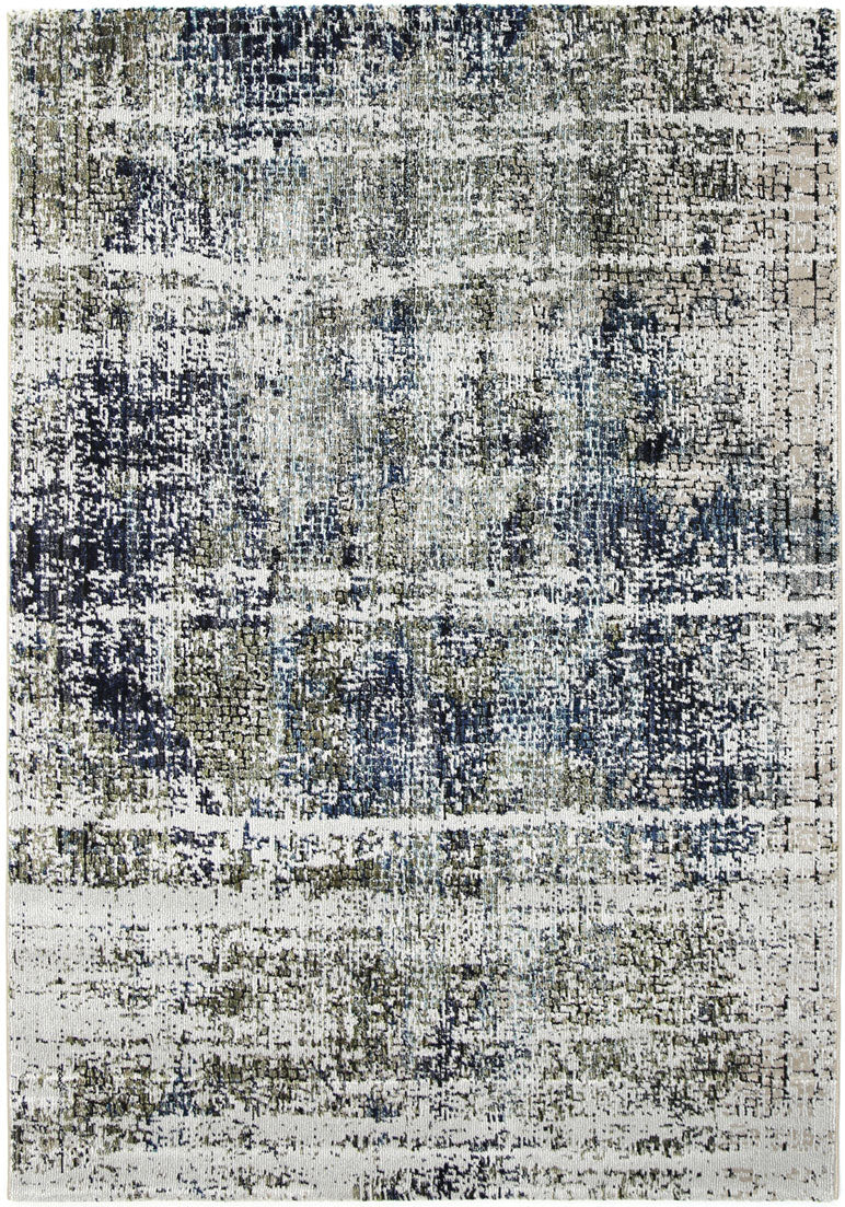 Roman Mosaic Distressed Modern Navy Rug