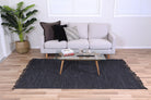 Metro Modern Black Leather Rug