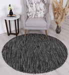 Scandi Black & White Reversible Wool Round Rug