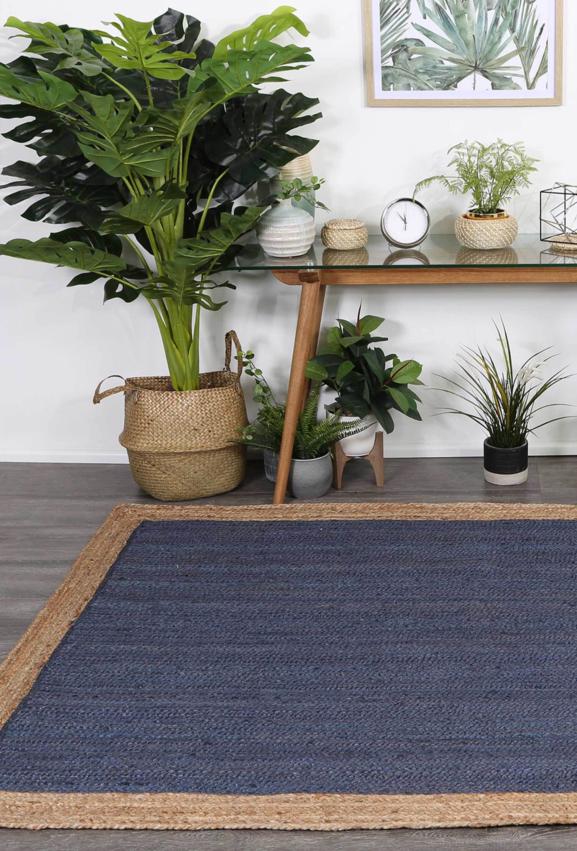 Hampton Navy Centre Jute Rug