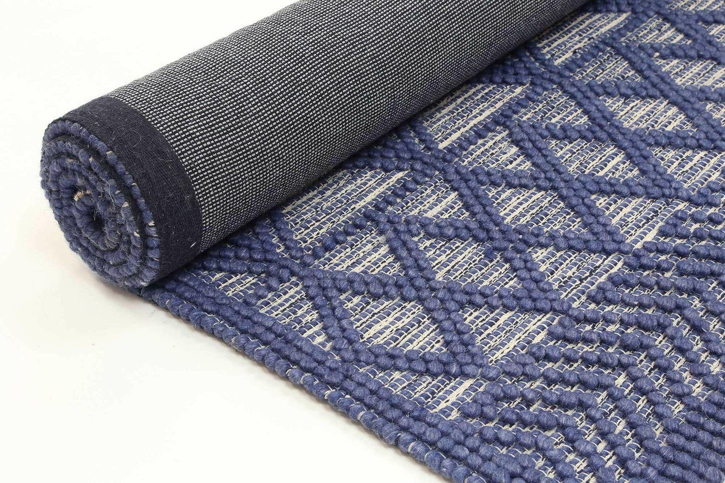 Elias Cobblestone Tribal Blue Wool Rug