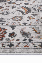 Almada Charcoal Floral Rug edge