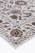 Almada Charcoal Floral Rug corner