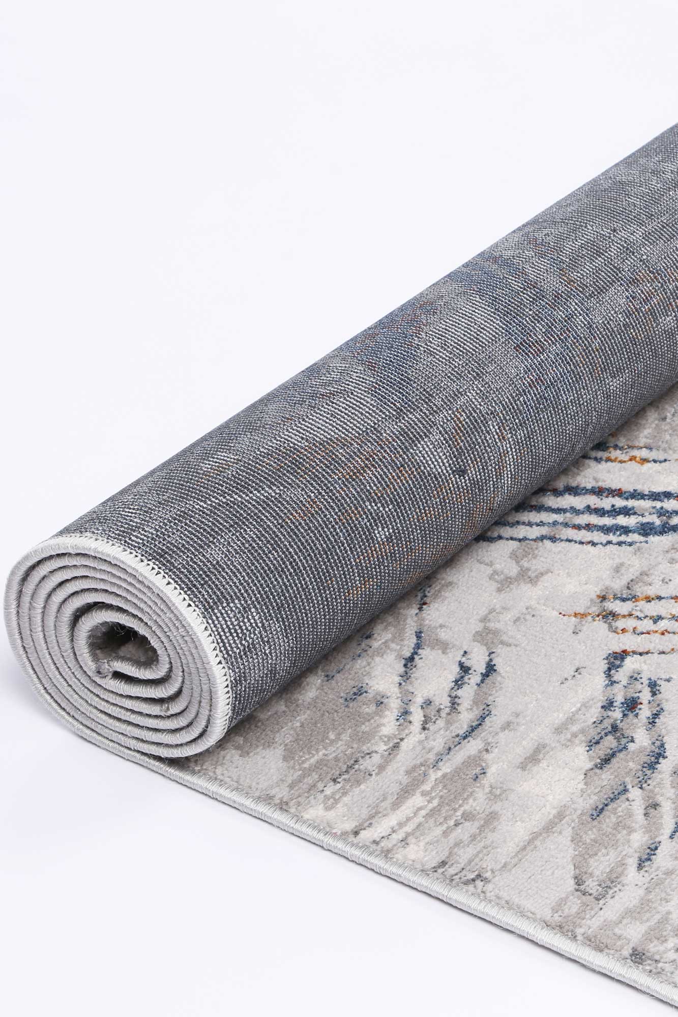 Almada silver and Multicoloured herringbone Rug rolled