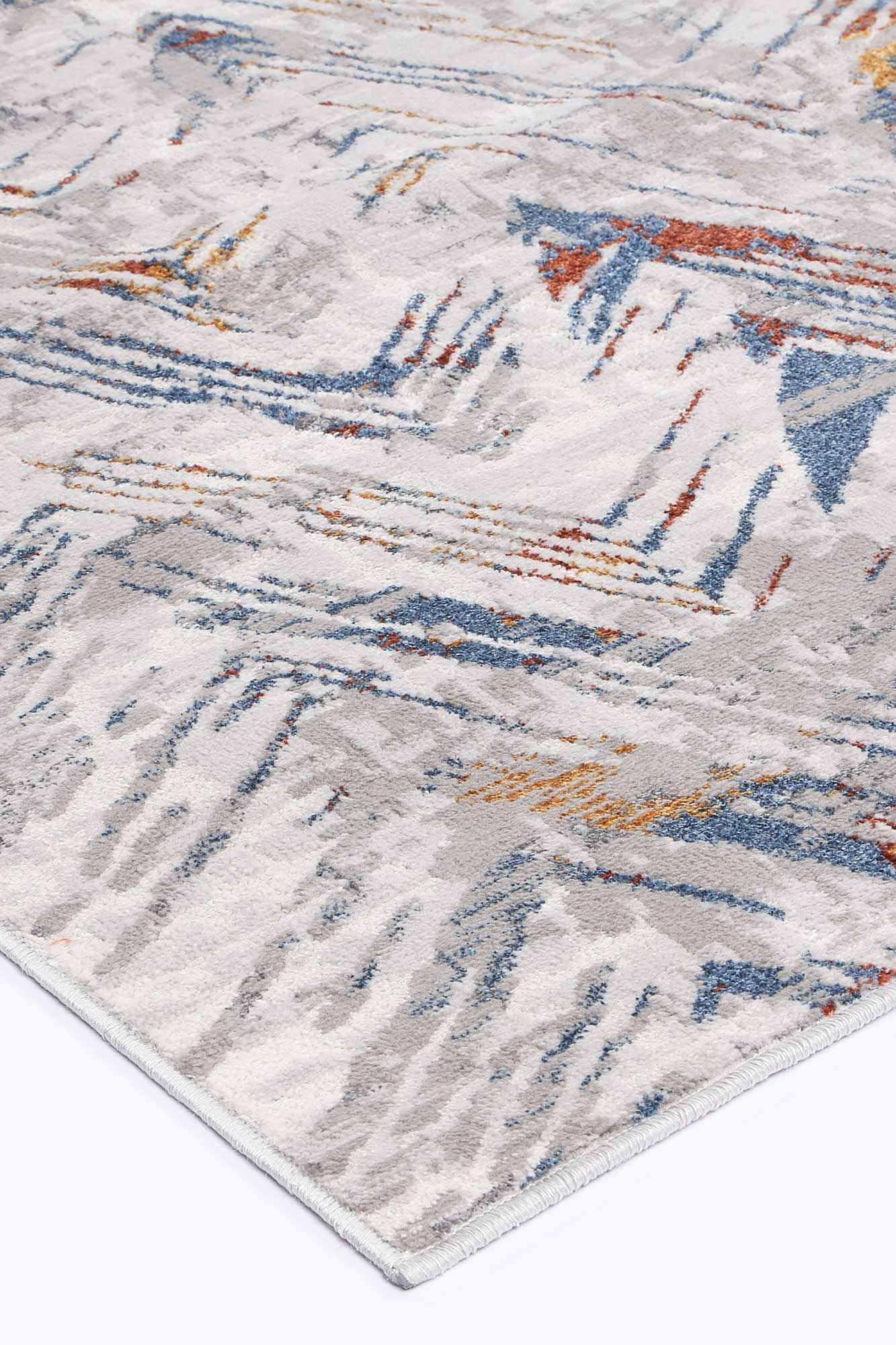 Almada silver and Multicoloured herringbone Rug conrer