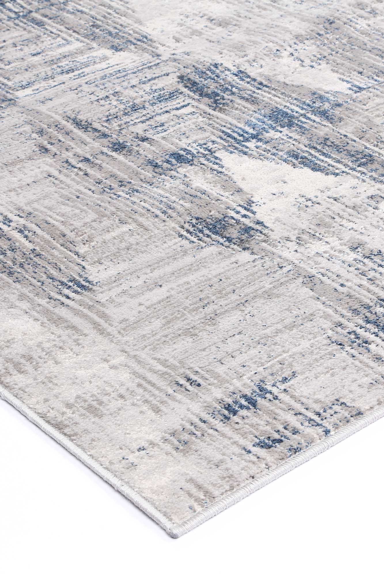 Almada indigo and ash Diamond Rug corner