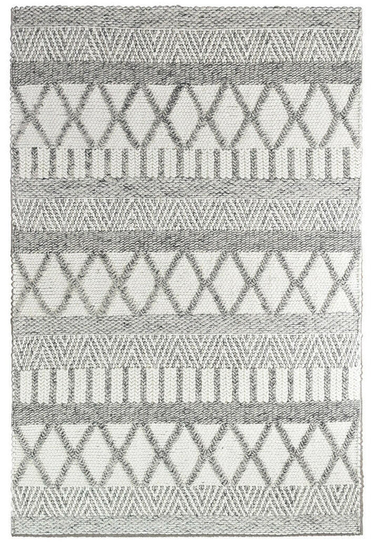 Delhi White Silver Handwoven Wool Rug