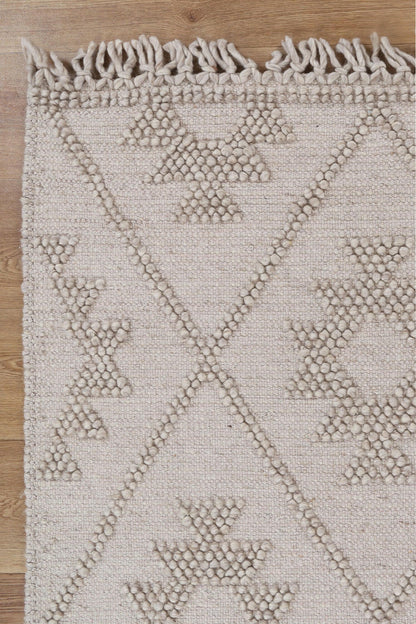 Aurelia Geometric Brown Wool Rug