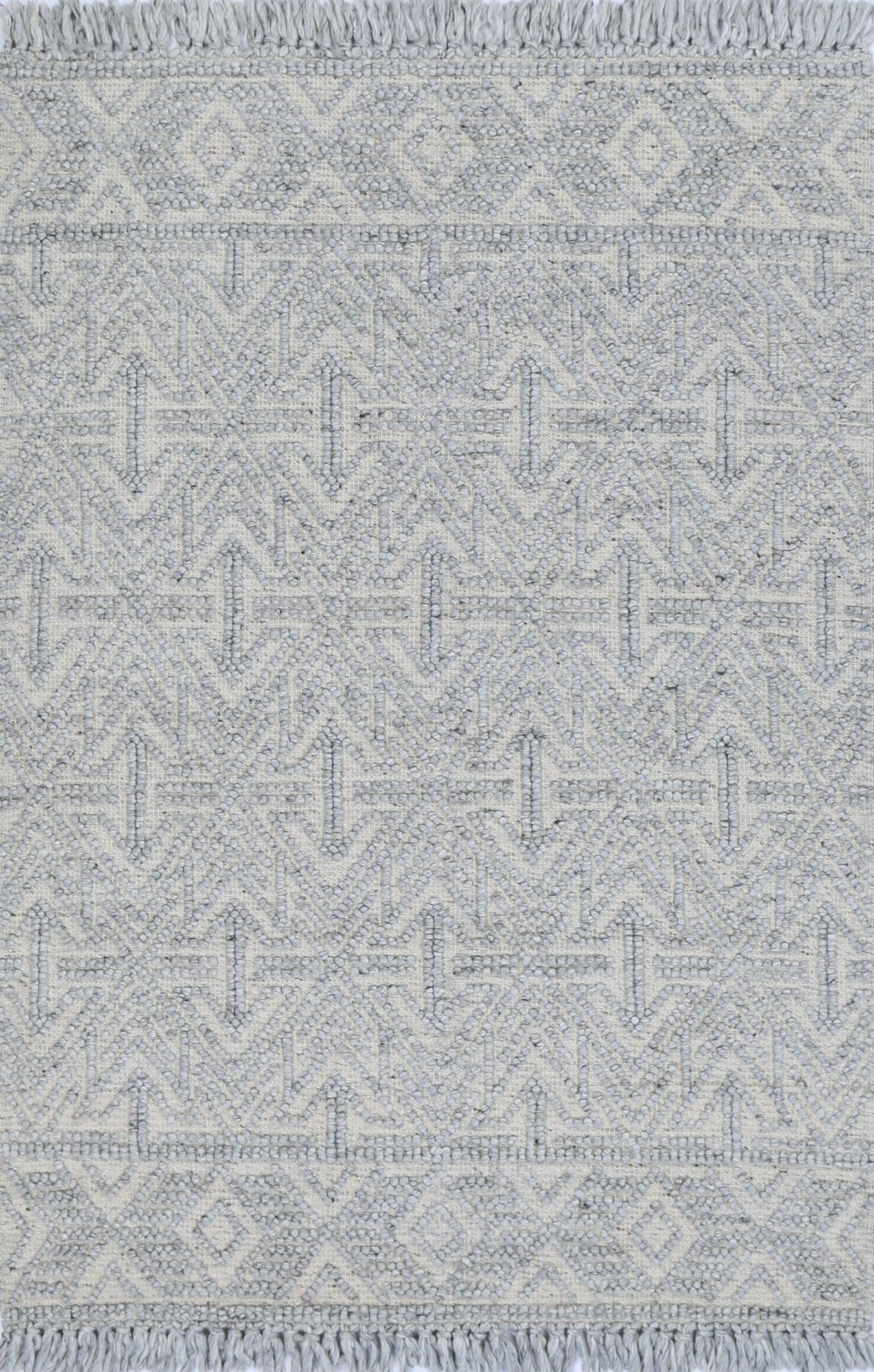 Aurelia Tribal Light Grey Wool Rug