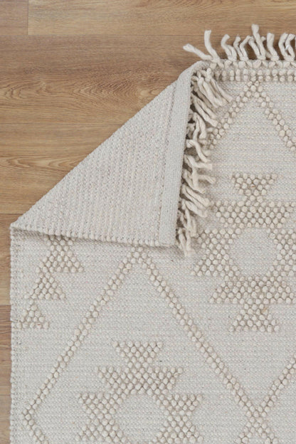 Aurelia Geometric Beige Wool Rug