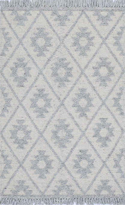 Aurelia Geometric Light Grey Wool Rug