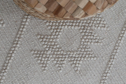Aurelia Geometric Beige Wool Rug