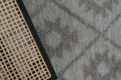 Aurelia Geometric Grey Multi Wool Rug