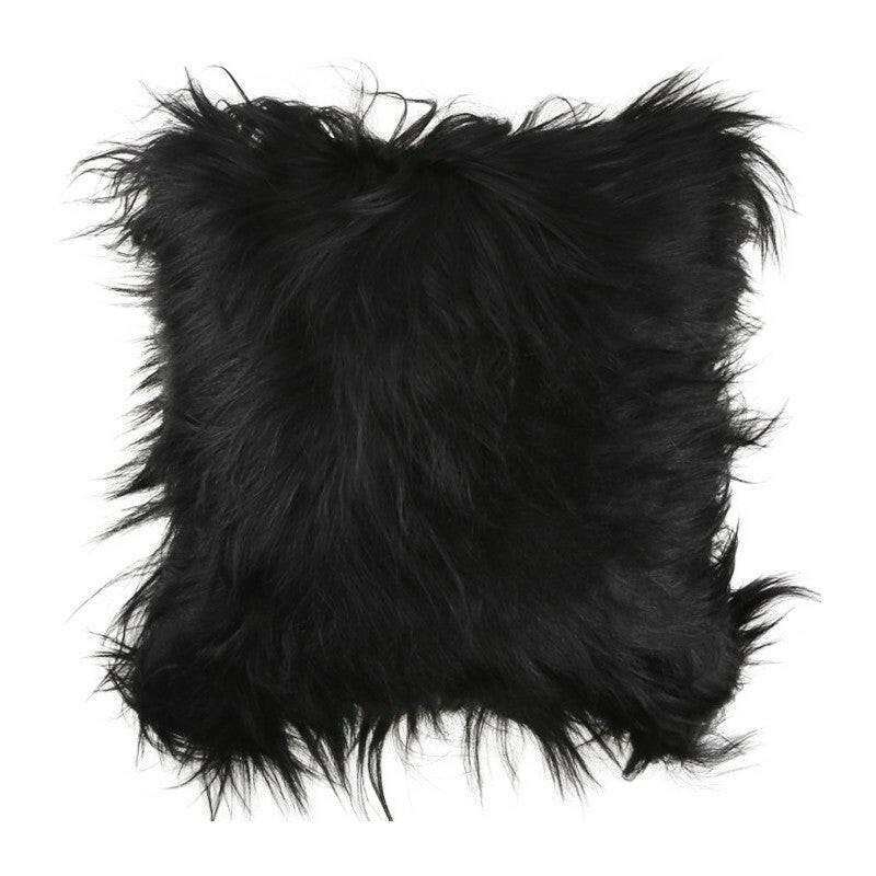 Molly Long Goat Fur Cushion Black 50cm x 50cm