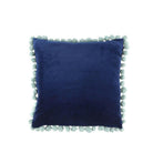 Beau Pom Pom Border Blue Cushion 45 x 45cm