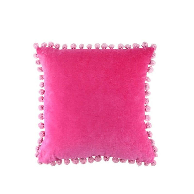 Beau Pom Pom Border Pink Cushion 45 x 45cm